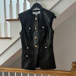 Veronica Beard Black Tailored leather Vest size 4 NWT